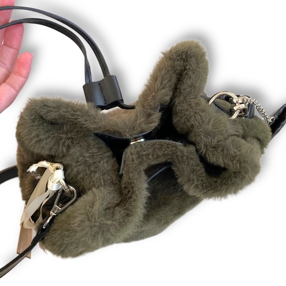 NWT House of Harlow Hunter Green Fur Handbag with Card Case Crossbody/Shoulder - Picture 10 of 15